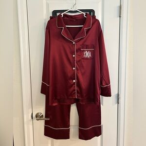 Women's Satin Pajama Set - Burgundy